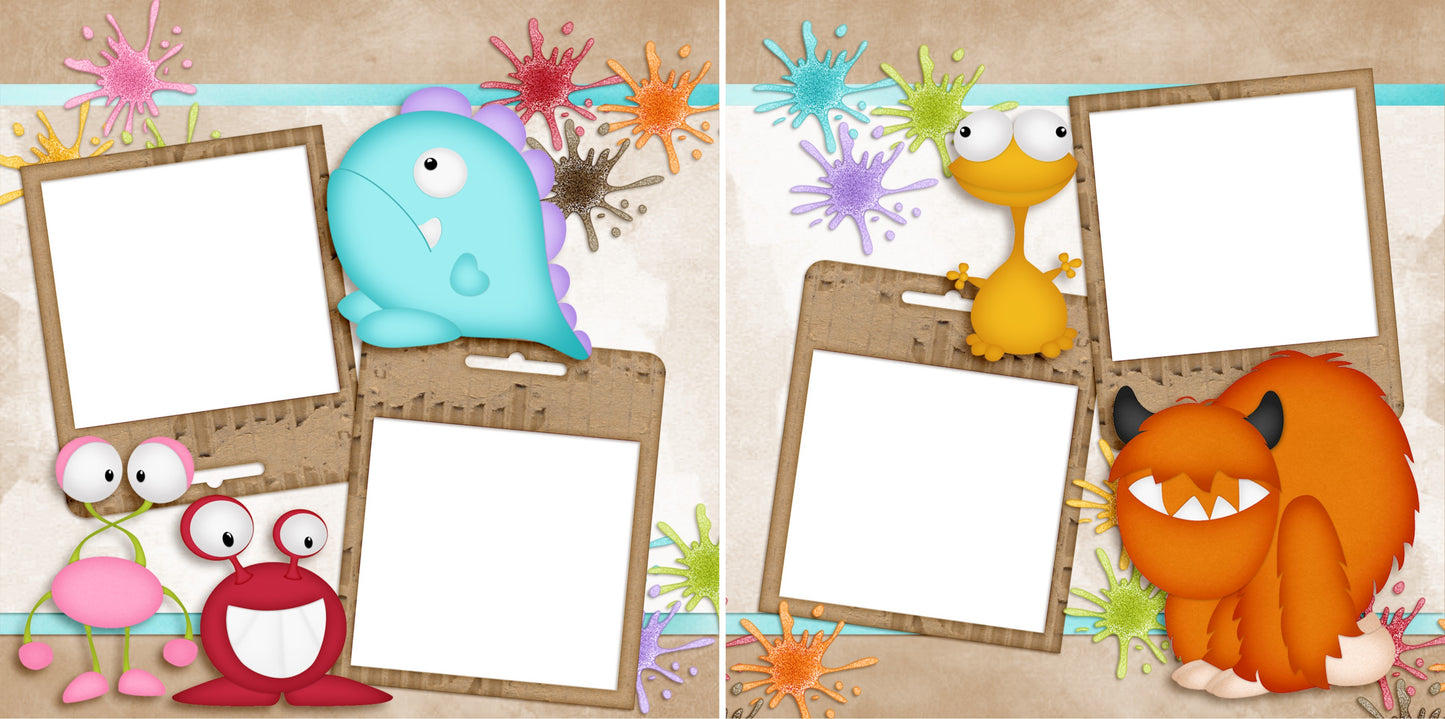 Little Monsters - Digital Scrapbook Pages - INSTANT DOWNLOAD - 2019 - EZscrapbooks Scrapbook Layouts Baby - Toddler, Halloween, Kids