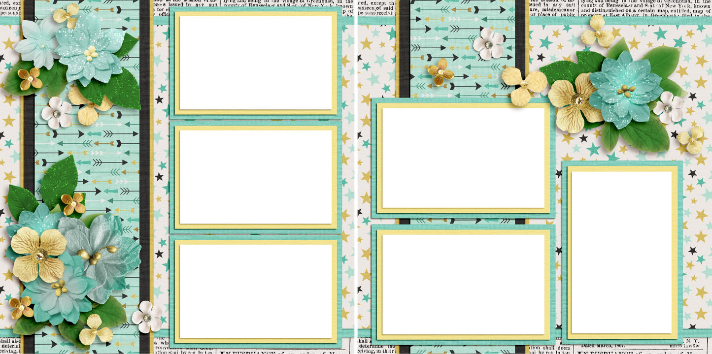 Stars & Arrows - Digital Scrapbook Pages - INSTANT DOWNLOAD - EZscrapbooks Scrapbook Layouts Girls, Spring - Easter