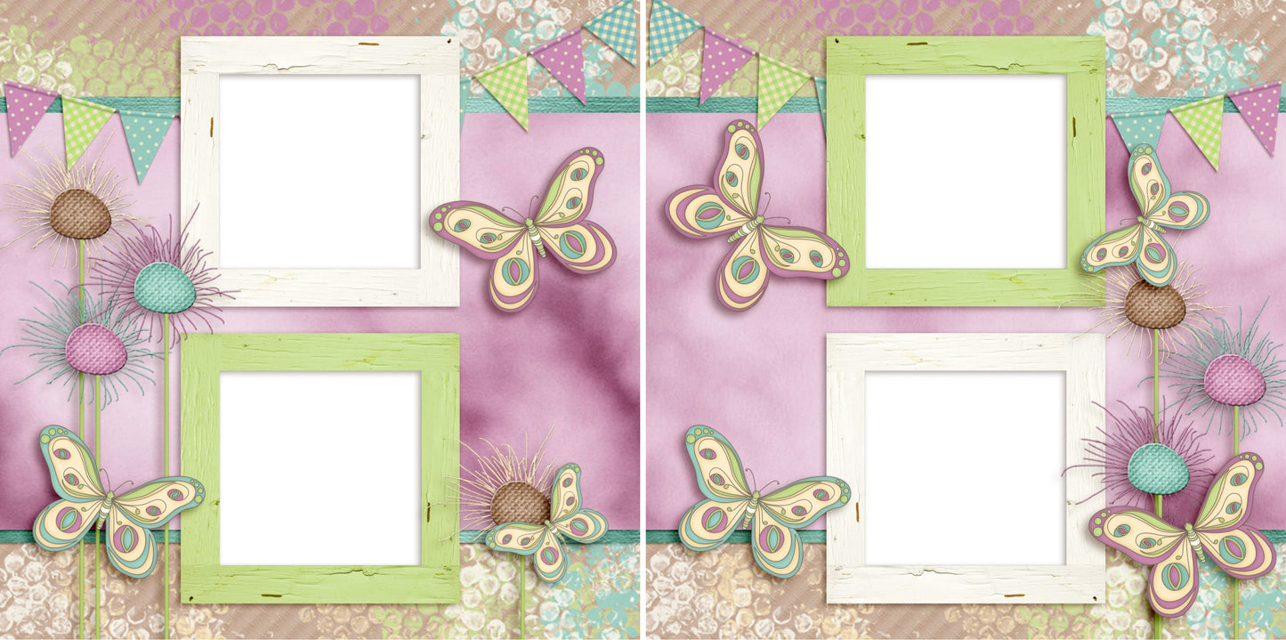 Love Spring - Digital Scrapbook Pages - INSTANT DOWNLOAD - EZscrapbooks Scrapbook Layouts Girls, Spring - Easter