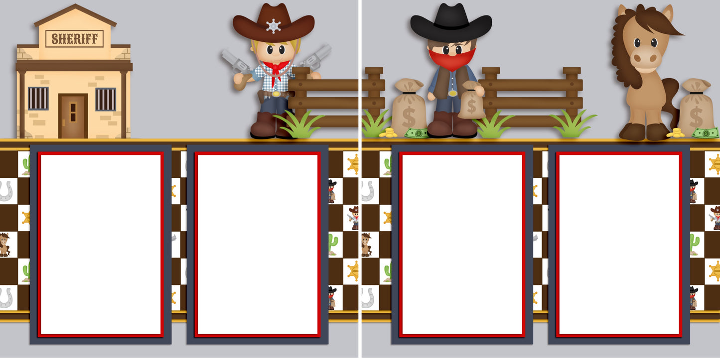 Little Sheriff - Digital Scrapbook Pages - INSTANT DOWNLOAD - EZscrapbooks Scrapbook Layouts Western - Cowboy