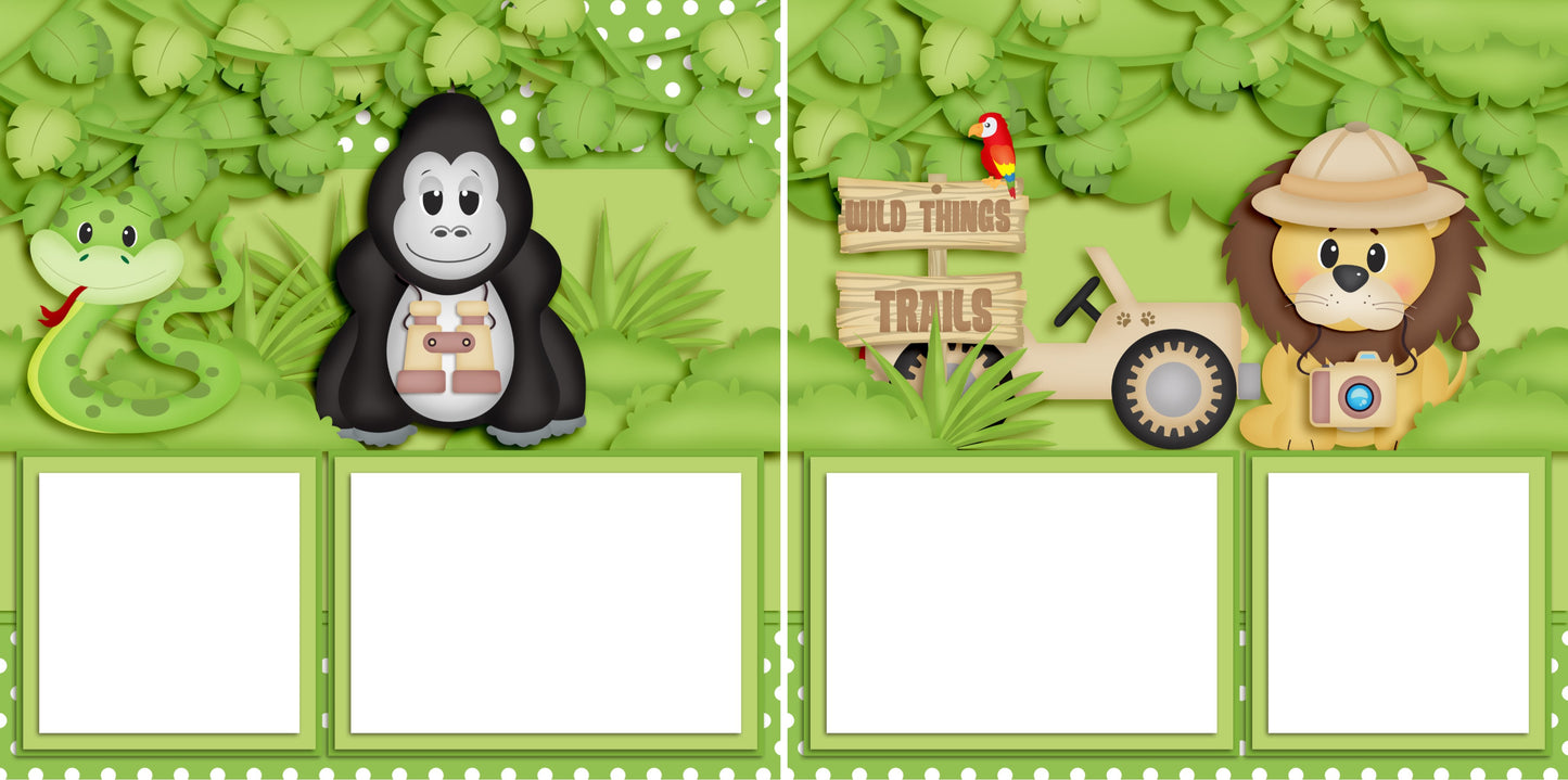 Wild Things Trail - Digital Scrapbook Pages - INSTANT DOWNLOAD - EZscrapbooks Scrapbook Layouts Animals, Disney, zoo