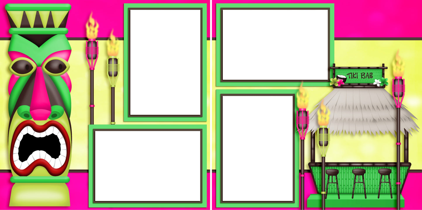 Tiki Bar - Digital Scrapbook Pages - INSTANT DOWNLOAD - 2019 - EZscrapbooks Scrapbook Layouts Beach - Tropical, cruise, Swimming - Pool