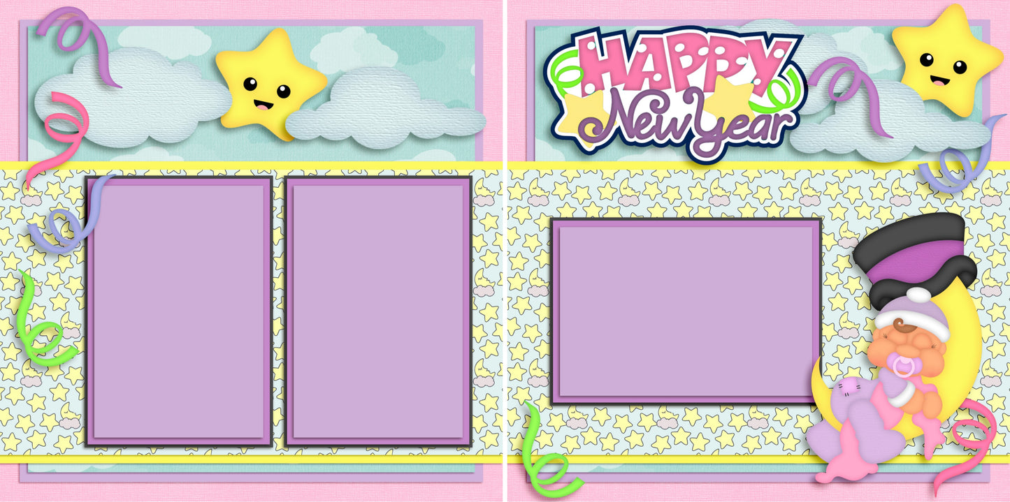New Year Baby Girl - 2733 - EZscrapbooks Scrapbook Layouts Baby - Toddler, New Year's