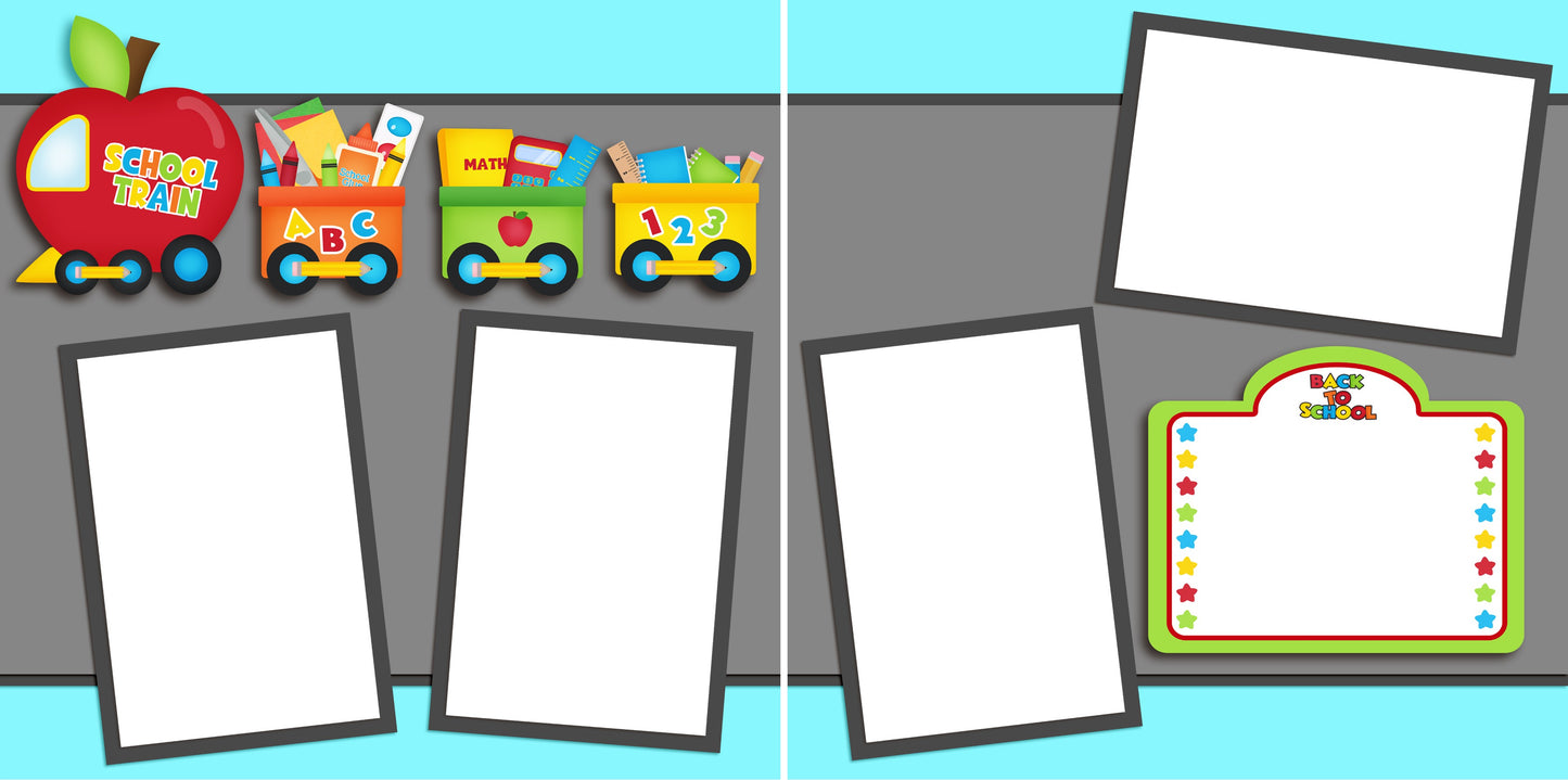 School Train - Digital Scrapbook Pages - INSTANT DOWNLOAD - EZscrapbooks Scrapbook Layouts back to school, school