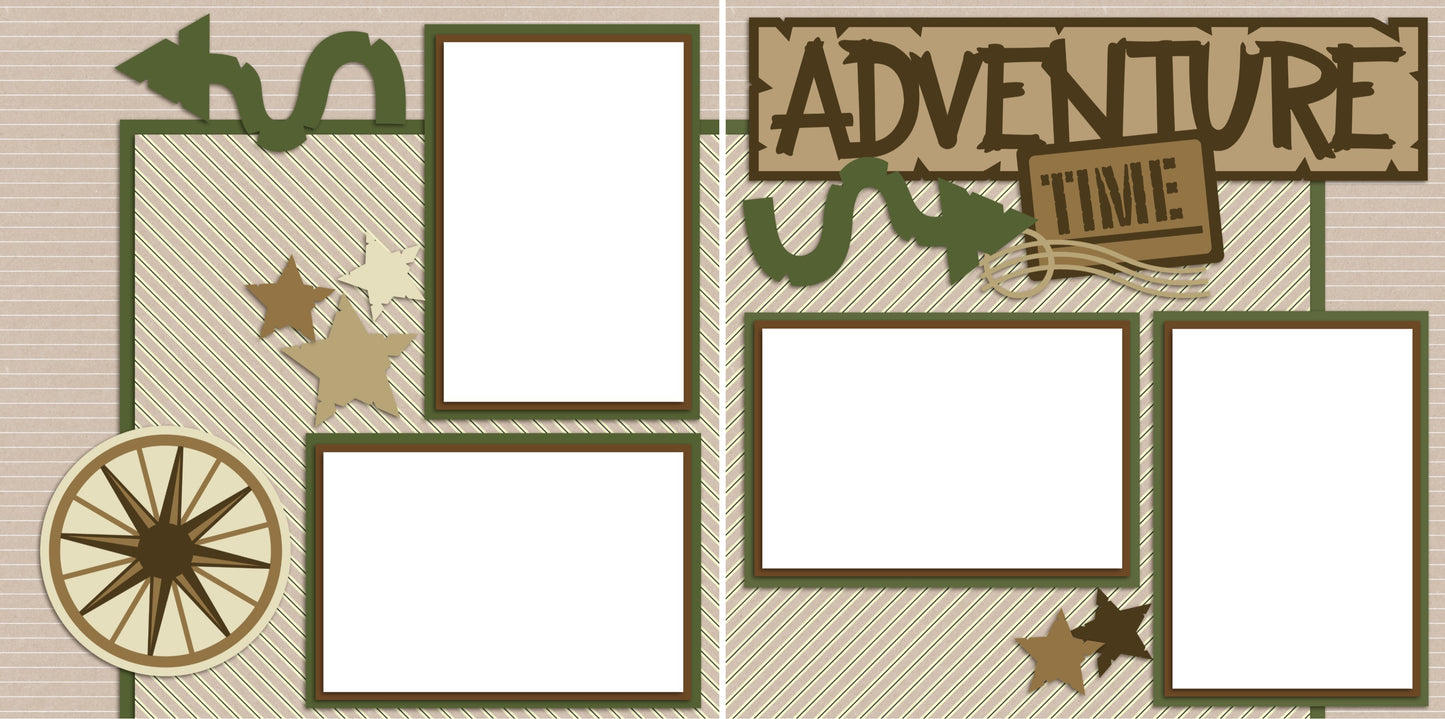 Adventure Time - Digital Scrapbook Pages - INSTANT DOWNLOAD - EZscrapbooks Scrapbook Layouts Boys, Camping - Hiking, Vacation