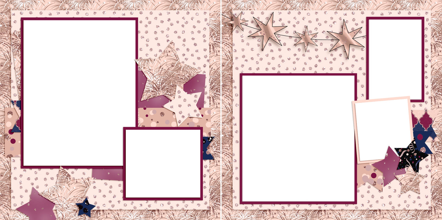 New Year Stars - Digital Scrapbook Pages - INSTANT DOWNLOAD