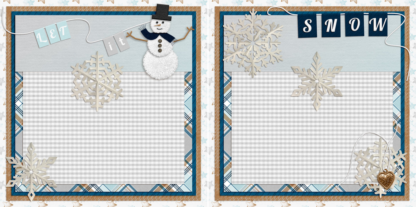 Let It Snow Snowman NPM - 5185 - EZscrapbooks Scrapbook Layouts Christmas, Snow, Winter