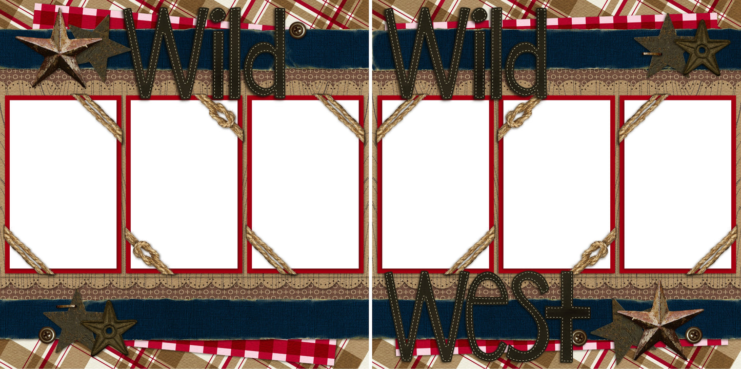 Wild Wild West - Digital Scrapbook Pages - INSTANT DOWNLOAD - EZscrapbooks Scrapbook Layouts Western - Cowboy
