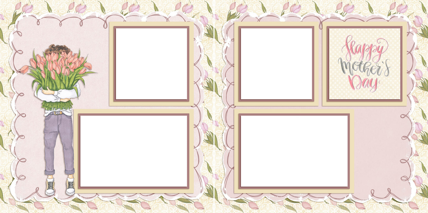 Happy Mother's Day - Digital Scrapbook Pages - INSTANT DOWNLOAD - EZscrapbooks Scrapbook Layouts Grandmother, Mother
