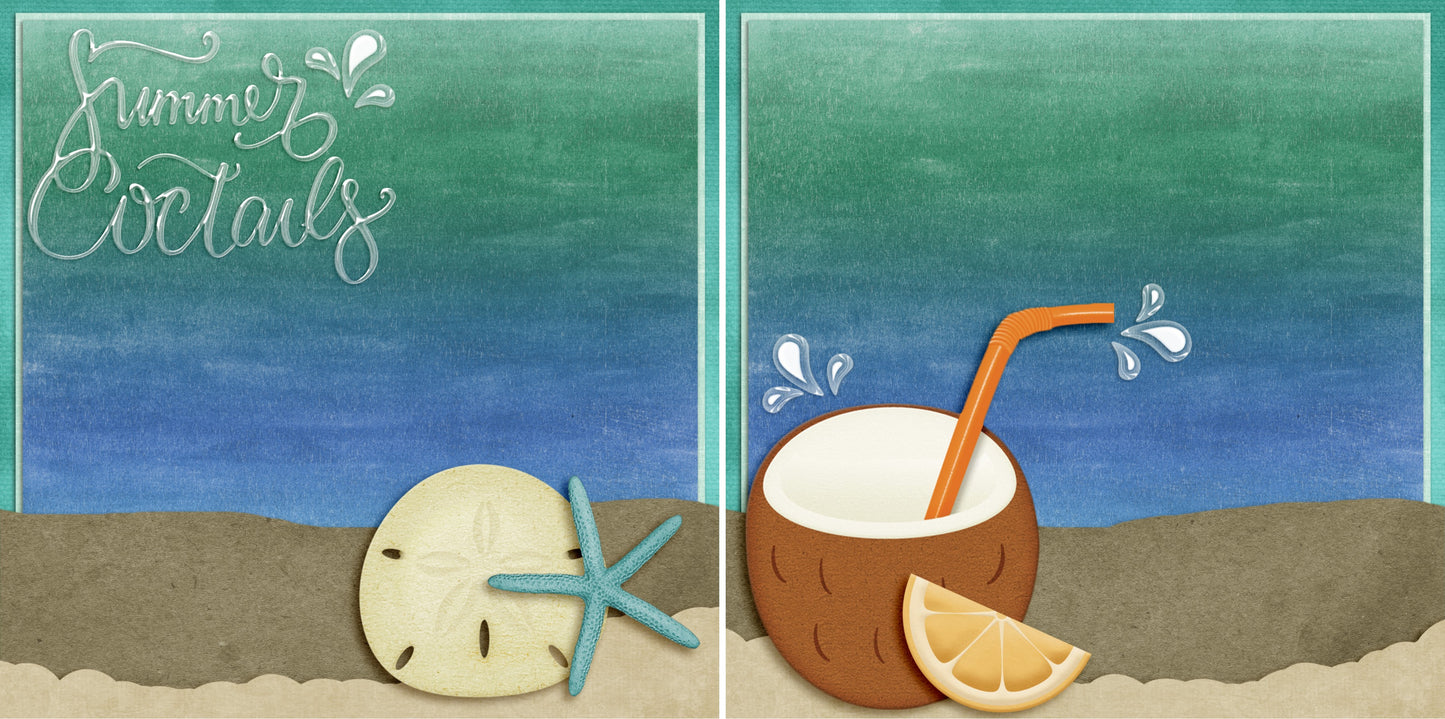 Summer Cocktails NPM - 3989 - EZscrapbooks Scrapbook Layouts Beach - Tropical, Summer, Swimming - Pool