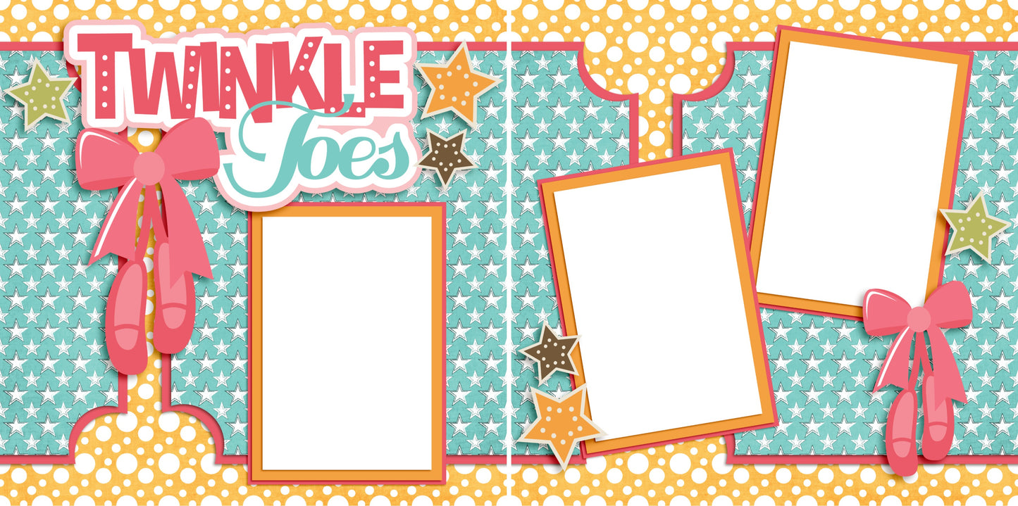Twinkle Toes - Digital Scrapbook Pages - INSTANT DOWNLOAD - EZscrapbooks Scrapbook Layouts Dance - Music - Cheer, Sports