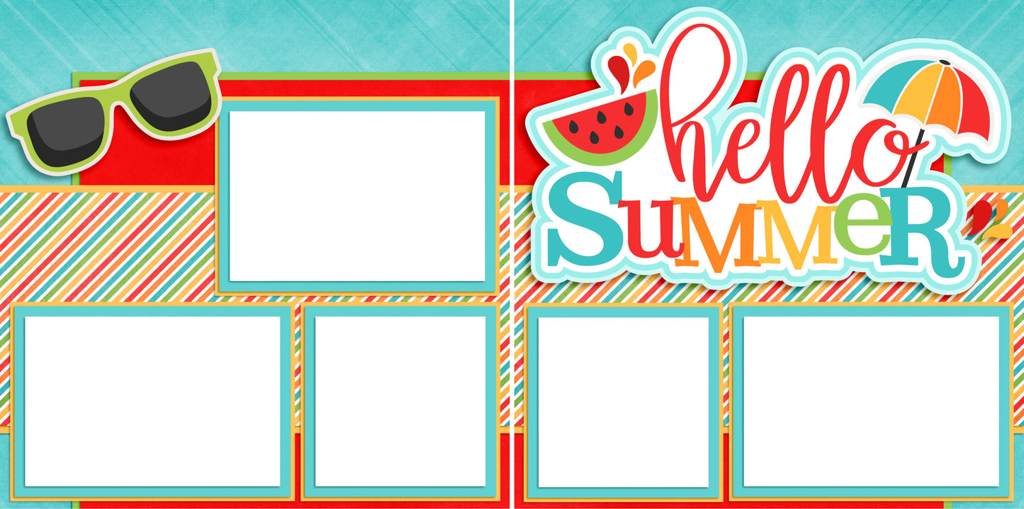 Hello Summer - Digital Scrapbook Pages - INSTANT DOWNLOAD - EZscrapbooks Scrapbook Layouts Beach - Tropical, Summer