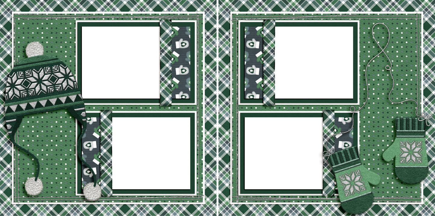 Bundled Up - Digital Scrapbook Pages - INSTANT DOWNLOAD - EZscrapbooks Scrapbook Layouts Winter