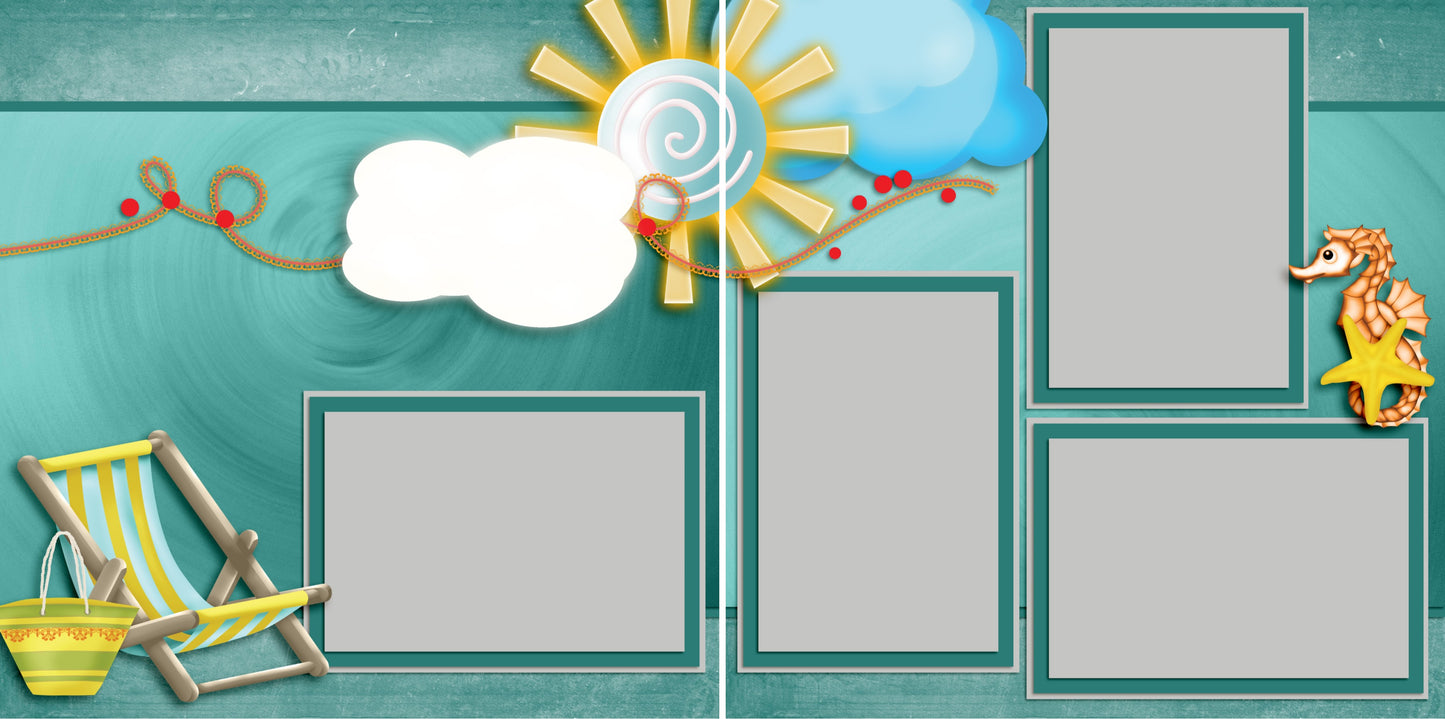 Beachy Keen - 3970 - EZscrapbooks Scrapbook Layouts Beach - Tropical, Summer, Swimming - Pool