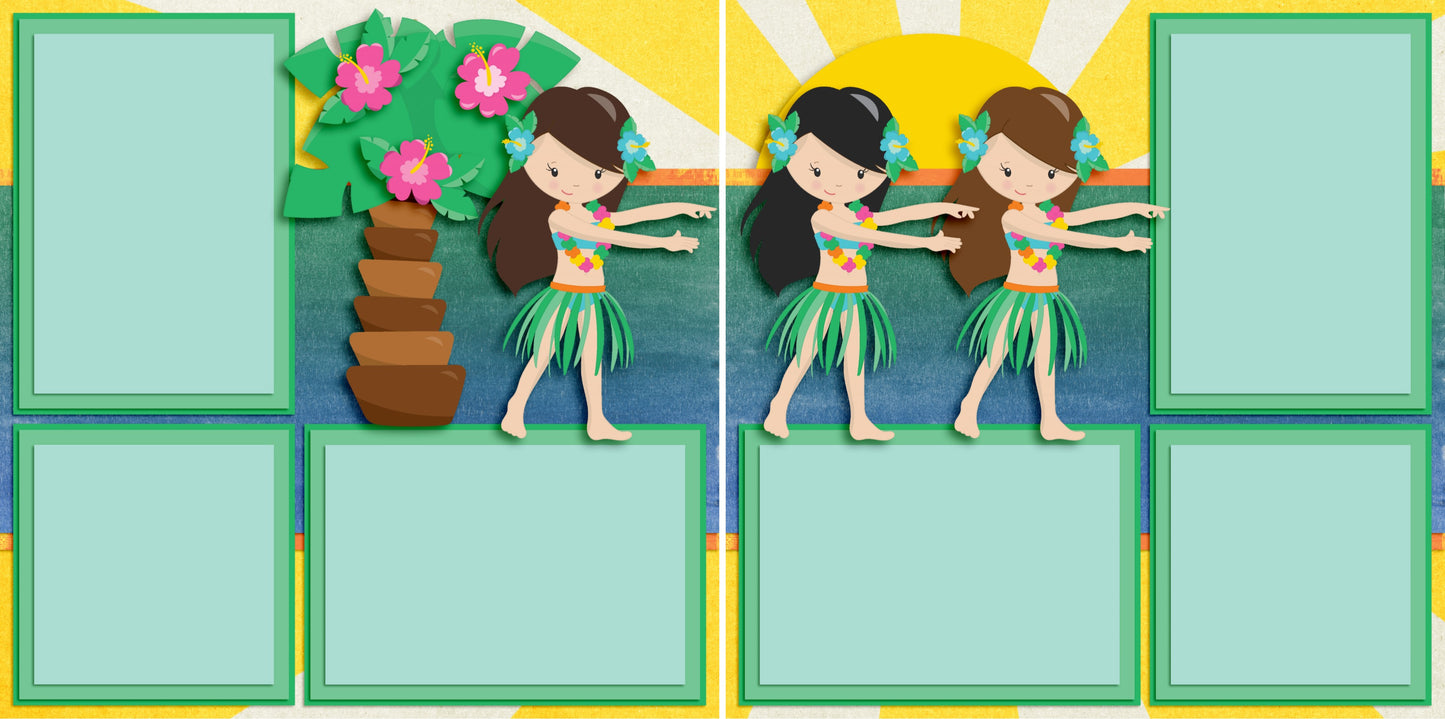 Luau - 3982 - EZscrapbooks Scrapbook Layouts Beach - Tropical, Hawaii, Summer, Swimming - Pool