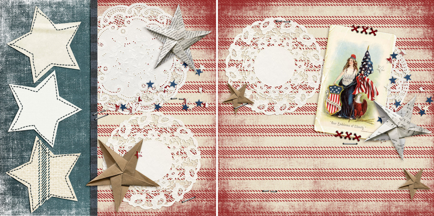 Patriotic 4th NPM - 4491 - EZscrapbooks Scrapbook Layouts Girls, Other
