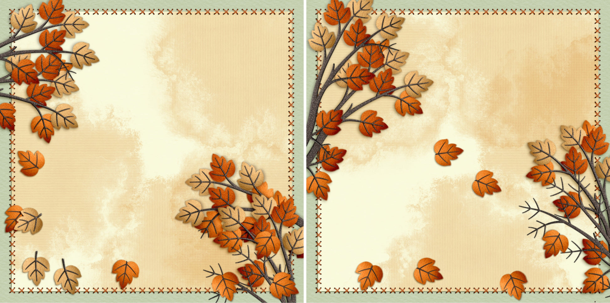 Fall Leaves NPM - 4373 - EZscrapbooks Scrapbook Layouts Fall - Autumn