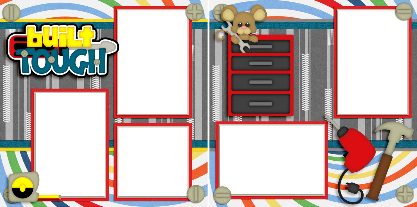 Built Tough - Digital Scrapbook Pages - INSTANT DOWNLOAD - 2019 - EZscrapbooks Scrapbook Layouts Boys, dad