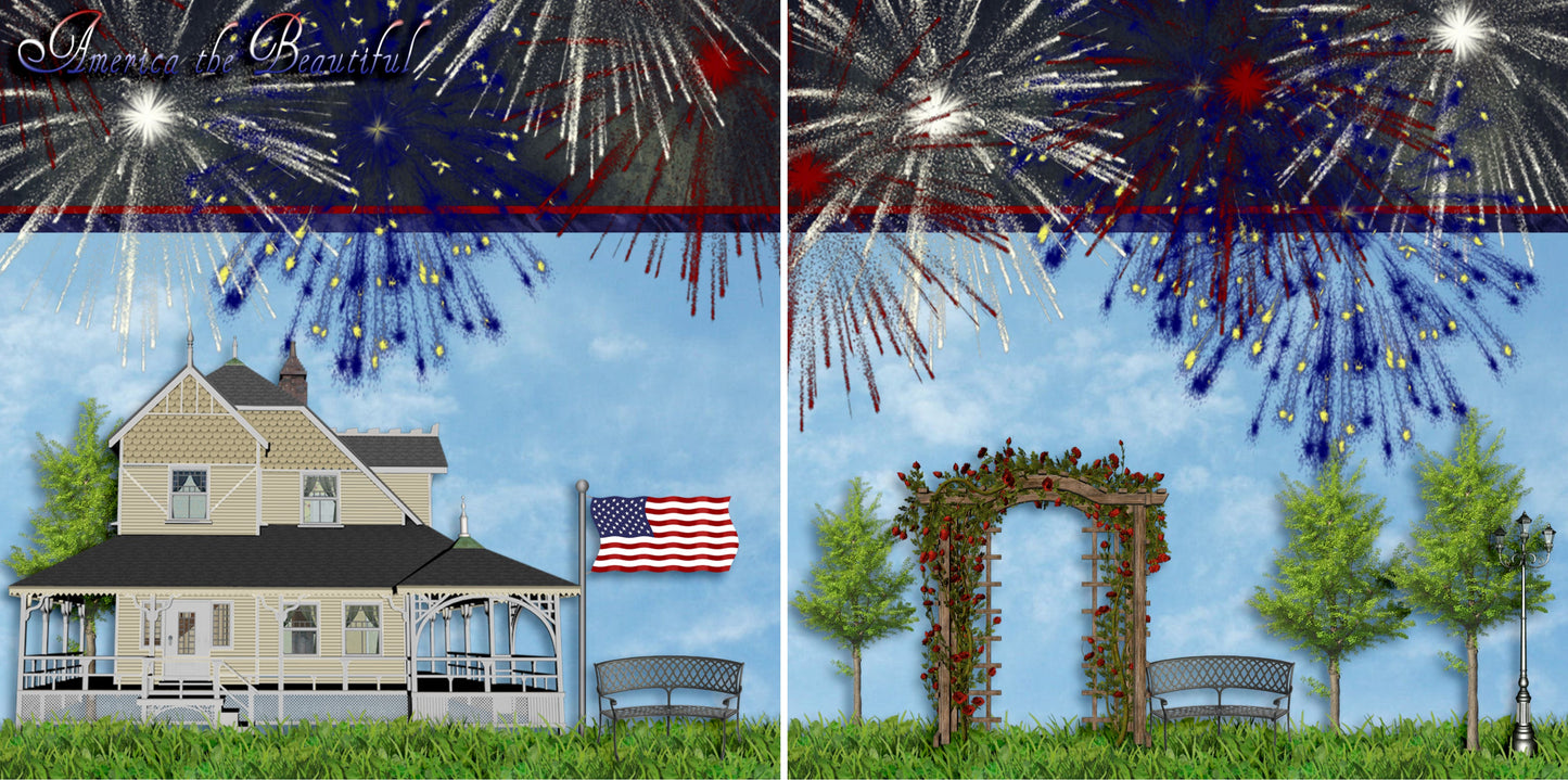 America the Beautiful NPM - 2920 - EZscrapbooks Scrapbook Layouts July 4th - Patriotic