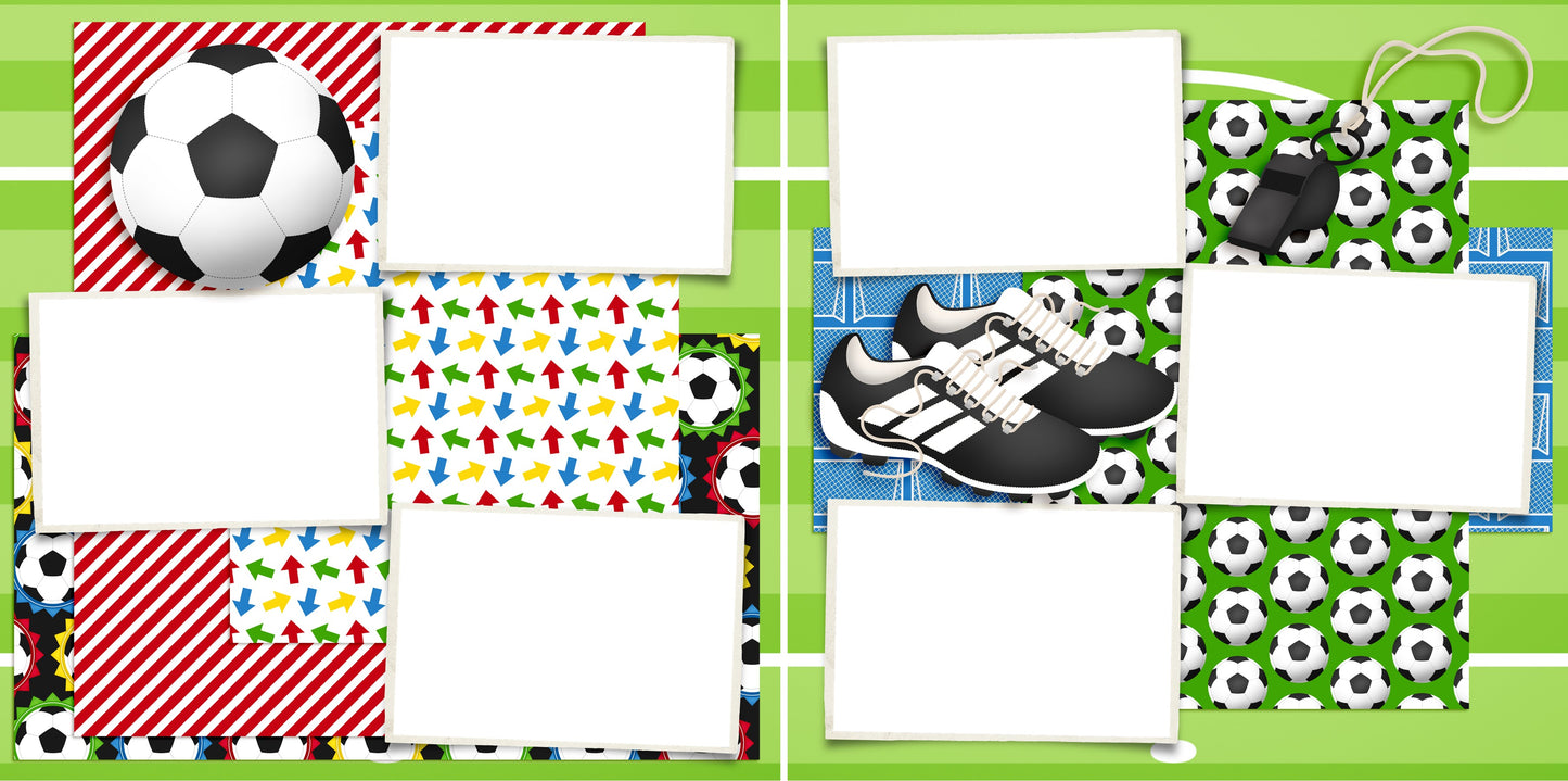 Soccer Gear - Digital Scrapbook Pages - INSTANT DOWNLOAD - EZscrapbooks Scrapbook Layouts soccer, soccer ball, sport, sports
