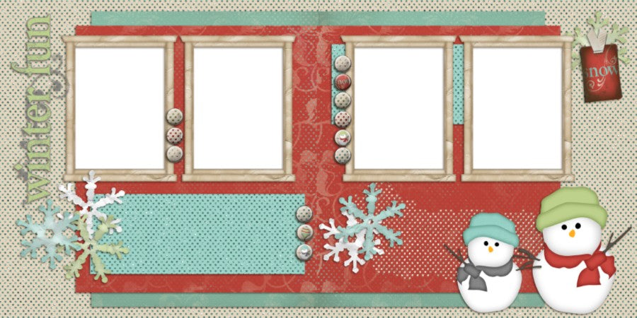 Winter Fun - Digital Scrapbook Pages - INSTANT DOWNLOAD - EZscrapbooks Scrapbook Layouts Christmas, Winter