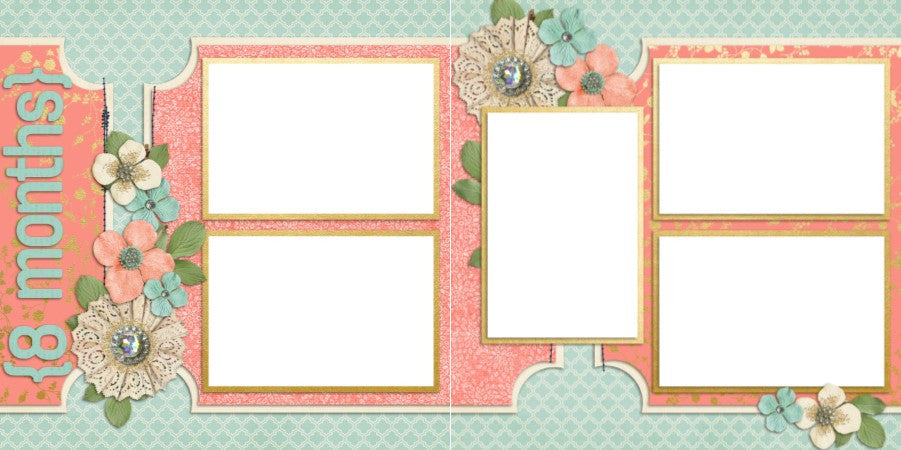 Baby Girl 8 Months - Digital Scrapbook Pages - INSTANT DOWNLOAD - EZscrapbooks Scrapbook Layouts Baby - Toddler