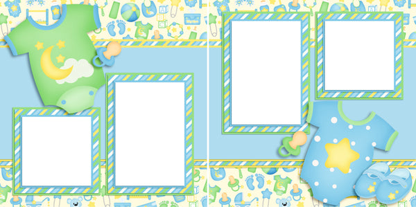 Inkdotpot It's a Baby Boy Theme Collection Double-Sided Scrapbook