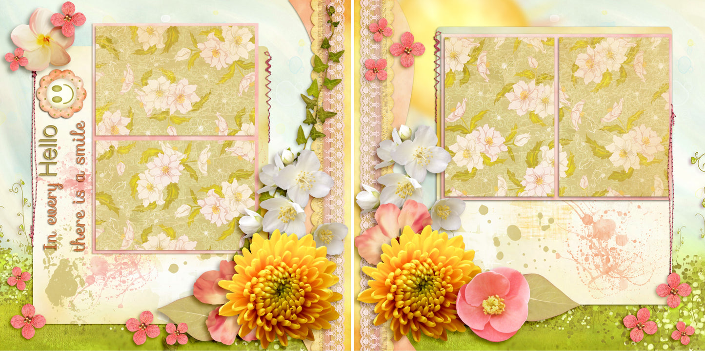 Hello - 3900 - EZscrapbooks Scrapbook Layouts Girls, Spring - Easter