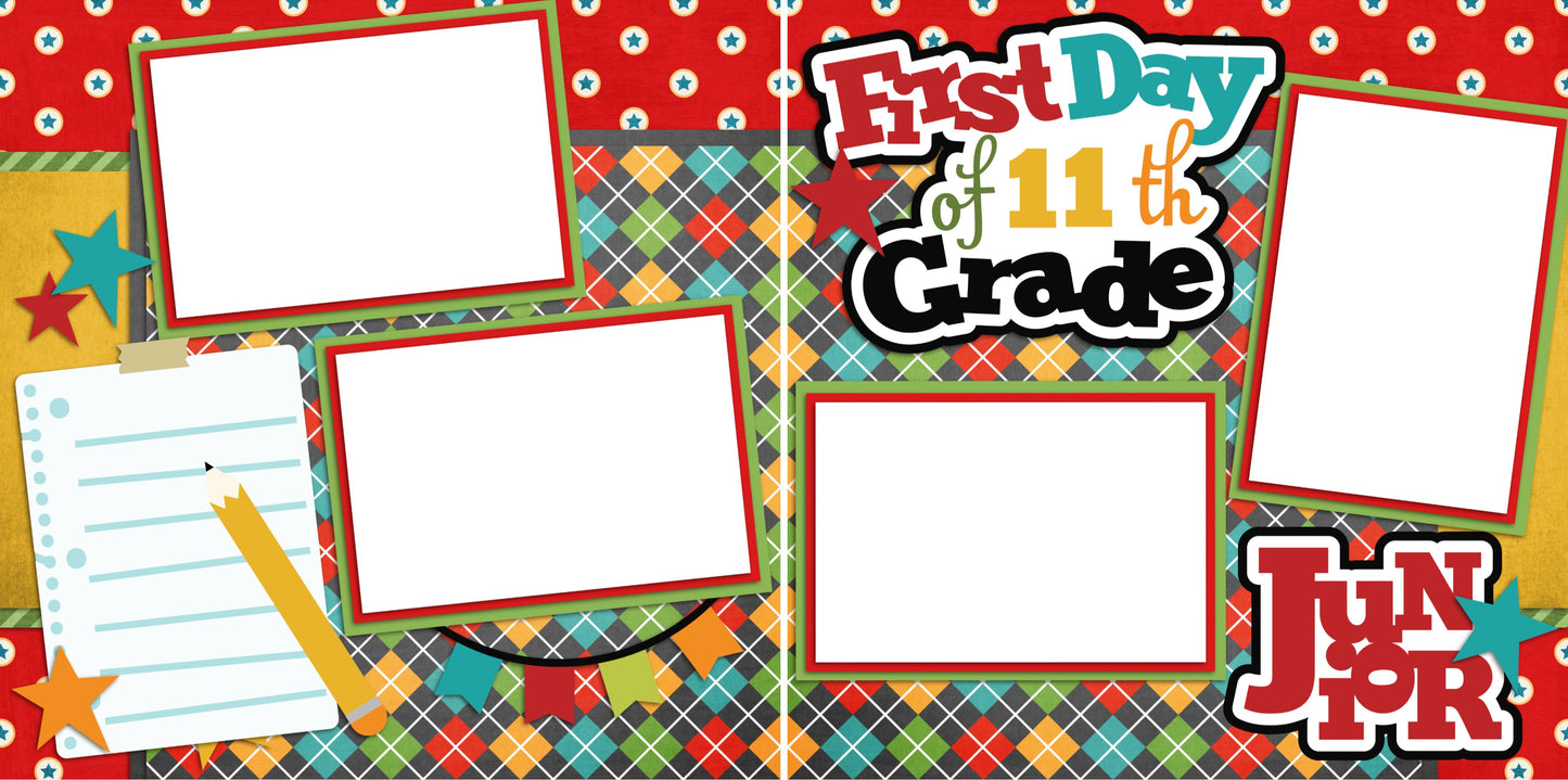 First Day of 11th Grade - Digital Scrapbook Pages - INSTANT DOWNLOAD - EZscrapbooks Scrapbook Layouts School
