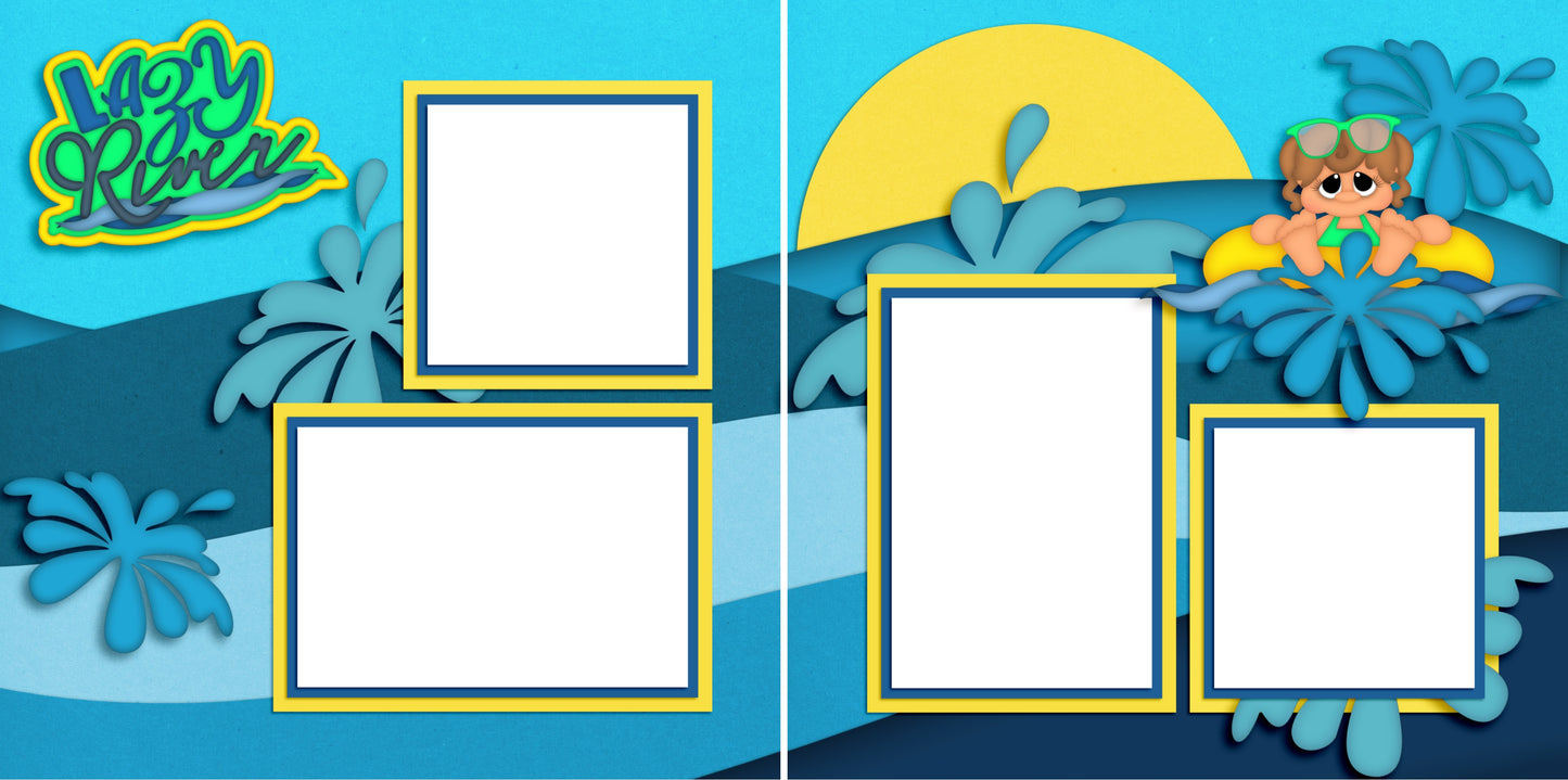 Lazy River Girl - Digital Scrapbook Pages - INSTANT DOWNLOAD - EZscrapbooks Scrapbook Layouts Beach - Tropical, Swimming - Pool