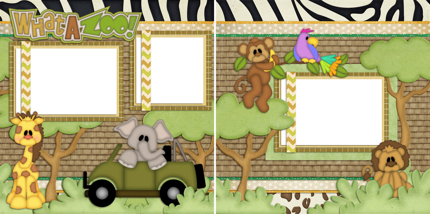 What a Zoo - Digital Scrapbook Pages - INSTANT DOWNLOAD - EZscrapbooks Scrapbook Layouts Animals, Baby - Toddler, Vacation