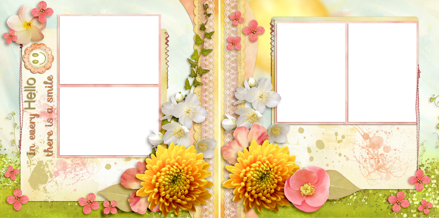 Hello - Digital Scrapbook Pages - INSTANT DOWNLOAD - EZscrapbooks Scrapbook Layouts Farm - Garden, Girls