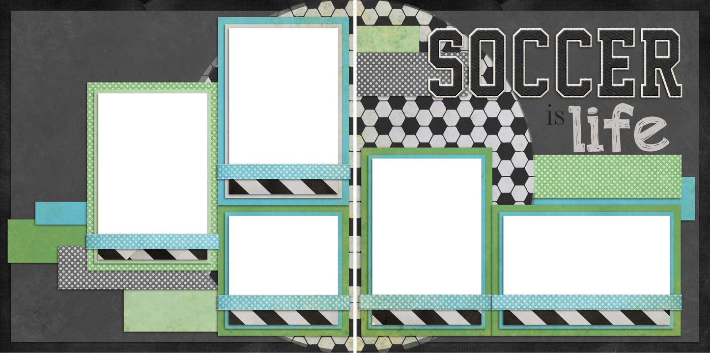 Soccer is Life - Digital Scrapbook Pages - INSTANT DOWNLOAD - EZscrapbooks Scrapbook Layouts Sports