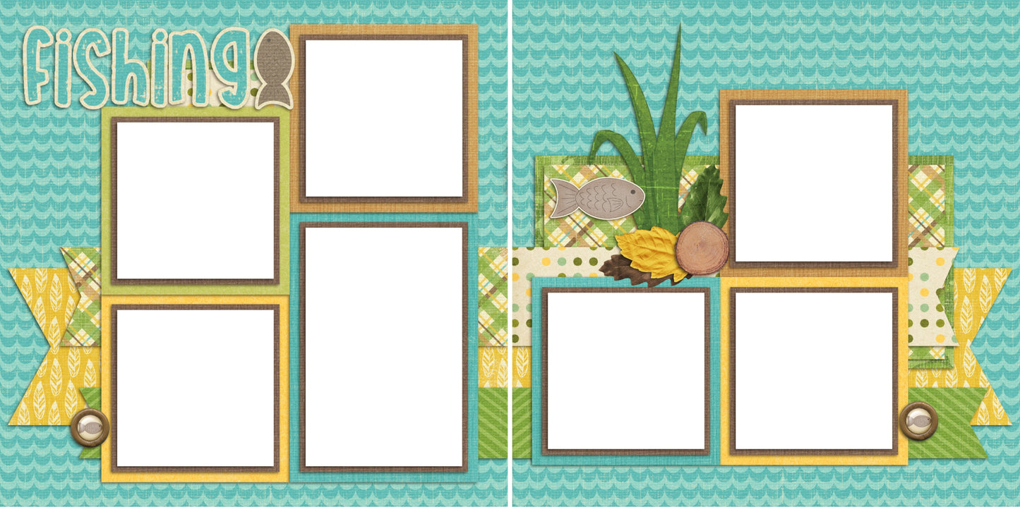Fishing - Digital Scrapbook Pages - INSTANT DOWNLOAD - EZscrapbooks Scrapbook Layouts Hunting - Fishing