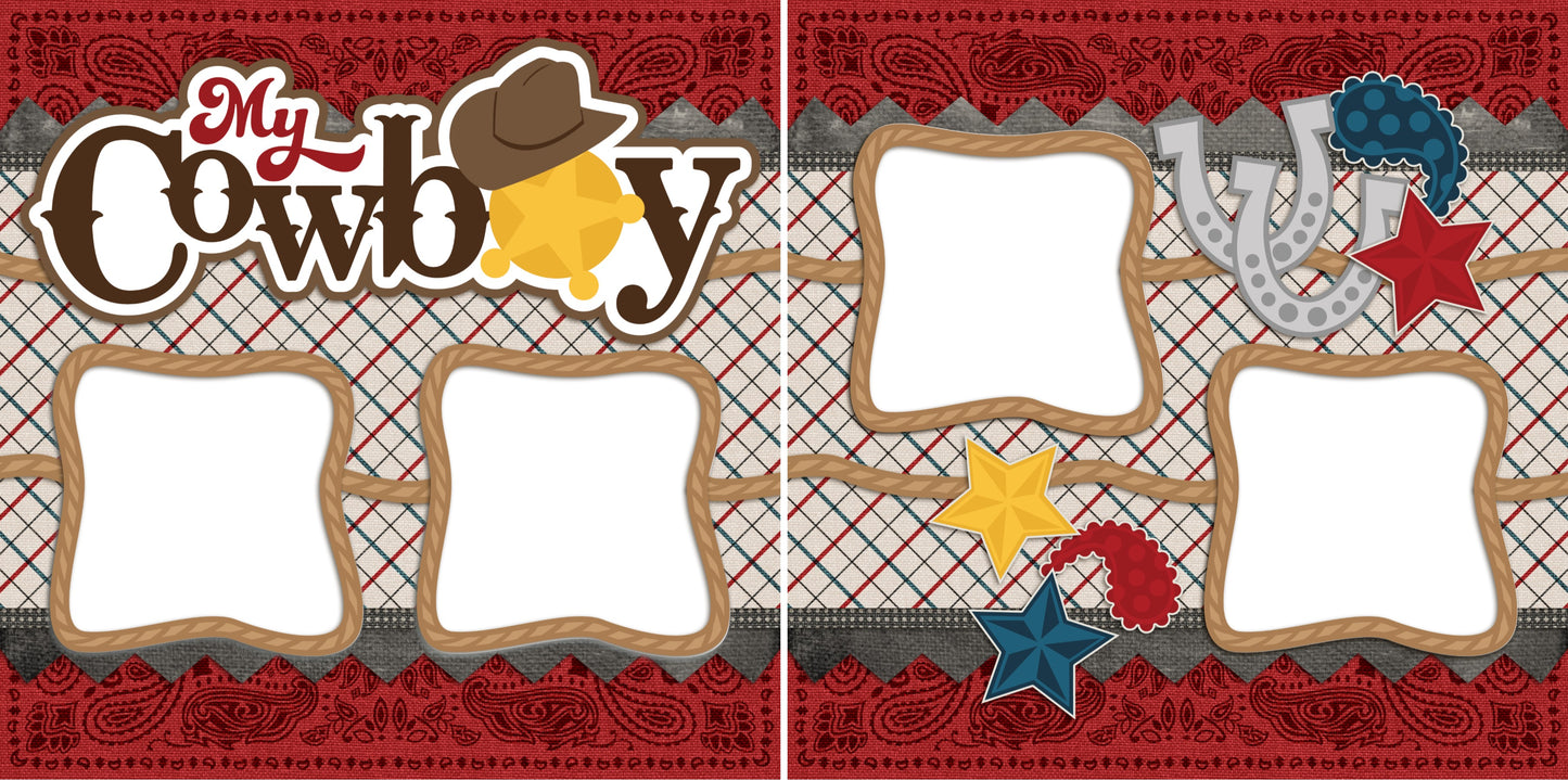 My Cowboy - Digital Scrapbook Pages - INSTANT DOWNLOAD - EZscrapbooks Scrapbook Layouts Boys, Western - Cowboy