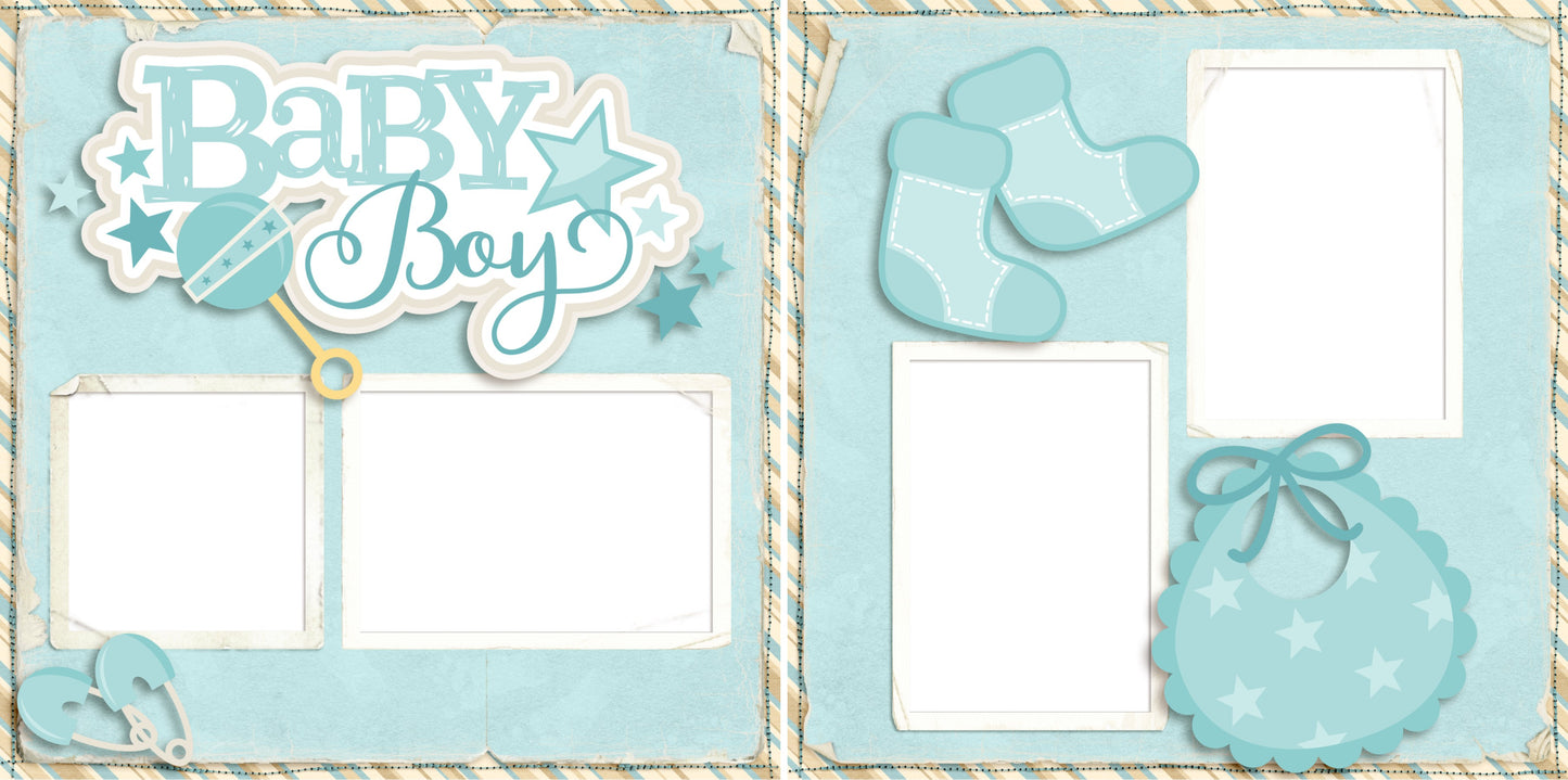 Baby Boy - Digital Scrapbook Pages - INSTANT DOWNLOAD - 2019 - EZscrapbooks Scrapbook Layouts Baby - Toddler