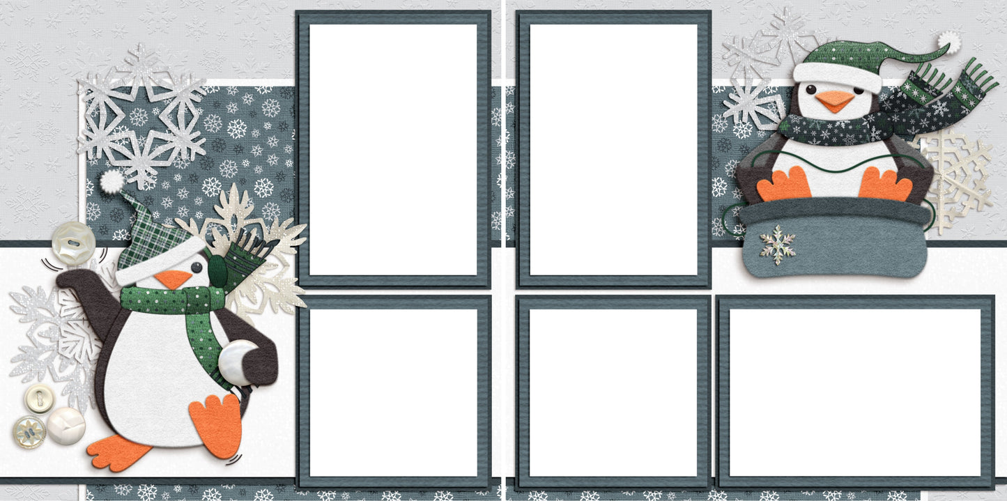 Snow Fun - Digital Scrapbook Pages - INSTANT DOWNLOAD - EZscrapbooks Scrapbook Layouts Winter