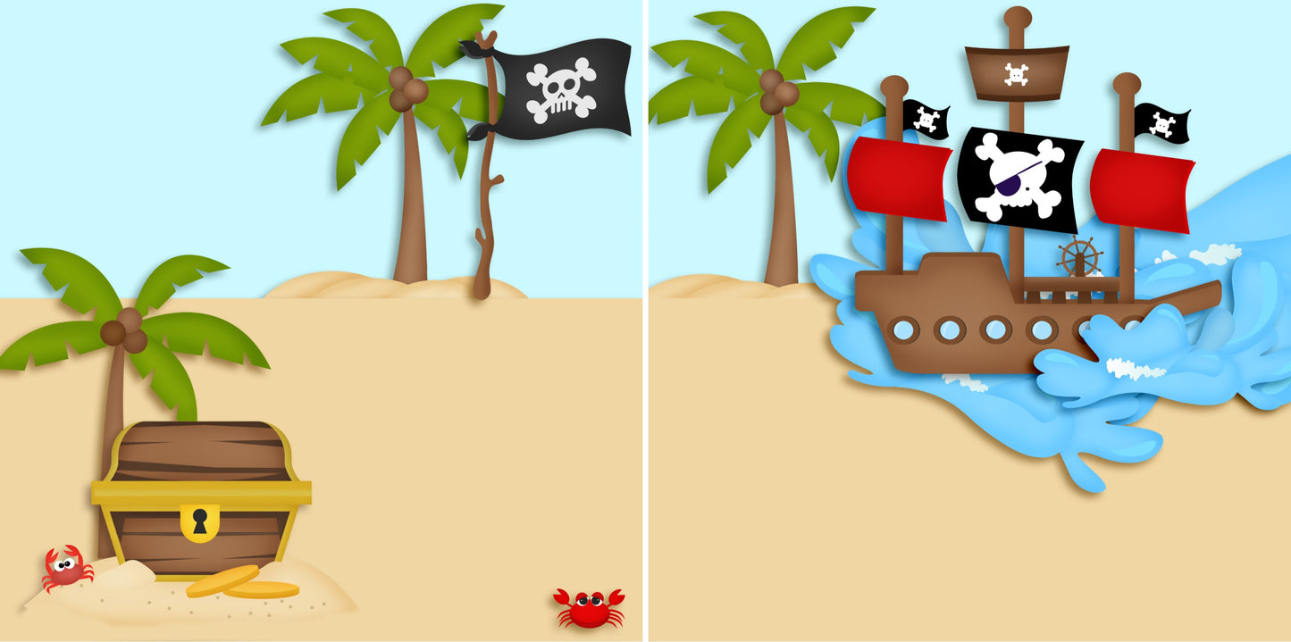 Beach Pirates NPM - 3773 - EZscrapbooks Scrapbook Layouts Beach - Tropical, Swimming - Pool