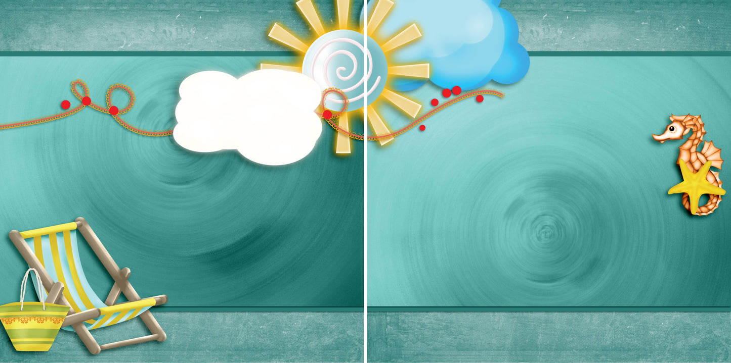 Beachy Keen NPM - 3971 - EZscrapbooks Scrapbook Layouts Beach - Tropical, Summer, Swimming - Pool