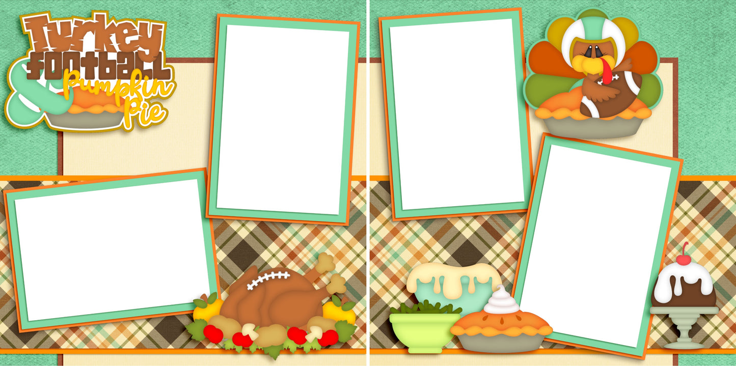 Turkey & Football - Digital Scrapbook Pages - INSTANT DOWNLOAD - EZscrapbooks Scrapbook Layouts Thanksgiving