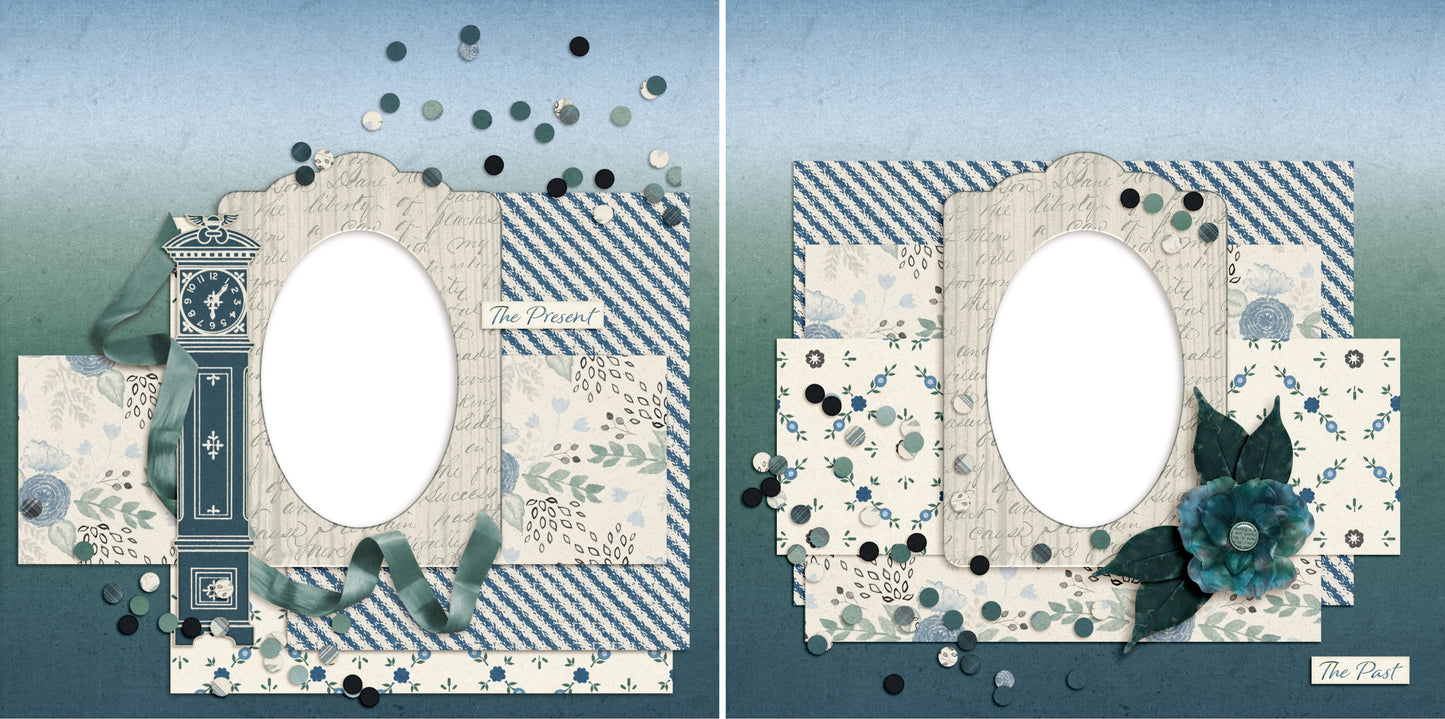 Past & Present - Digital Scrapbook Pages - INSTANT DOWNLOAD - EZscrapbooks Scrapbook Layouts Family