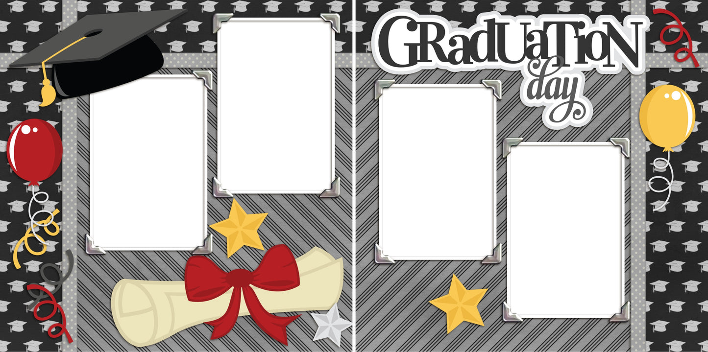 Graduation Day -Digital Scrapbook Pages - INSTANT DOWNLOAD - EZscrapbooks Scrapbook Layouts School