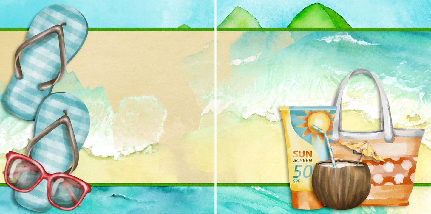 Paradise NPM - 4093 - EZscrapbooks Scrapbook Layouts Beach - Tropical, cruise, Summer, Swimming - Pool