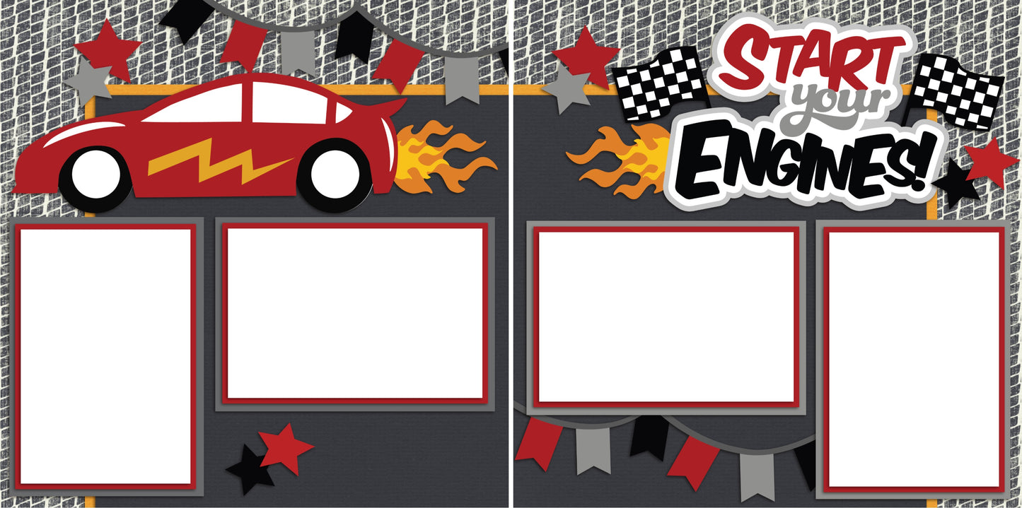 Start Your Engines - Digital Scrapbook Pages - INSTANT DOWNLOAD - EZscrapbooks Scrapbook Layouts Boys, Disney