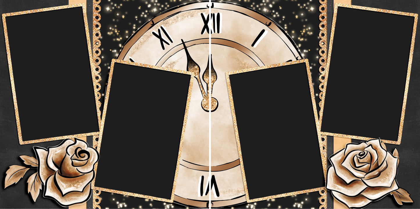 New Year Clock - 4574 - EZscrapbooks Scrapbook Layouts New Year's