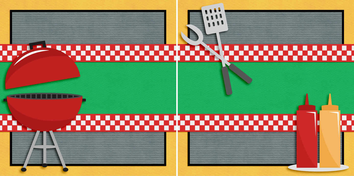 Summer BBQ NPM - 3375 - EZscrapbooks Scrapbook Layouts BBQ, Foods, July 4th - Patriotic, Summer