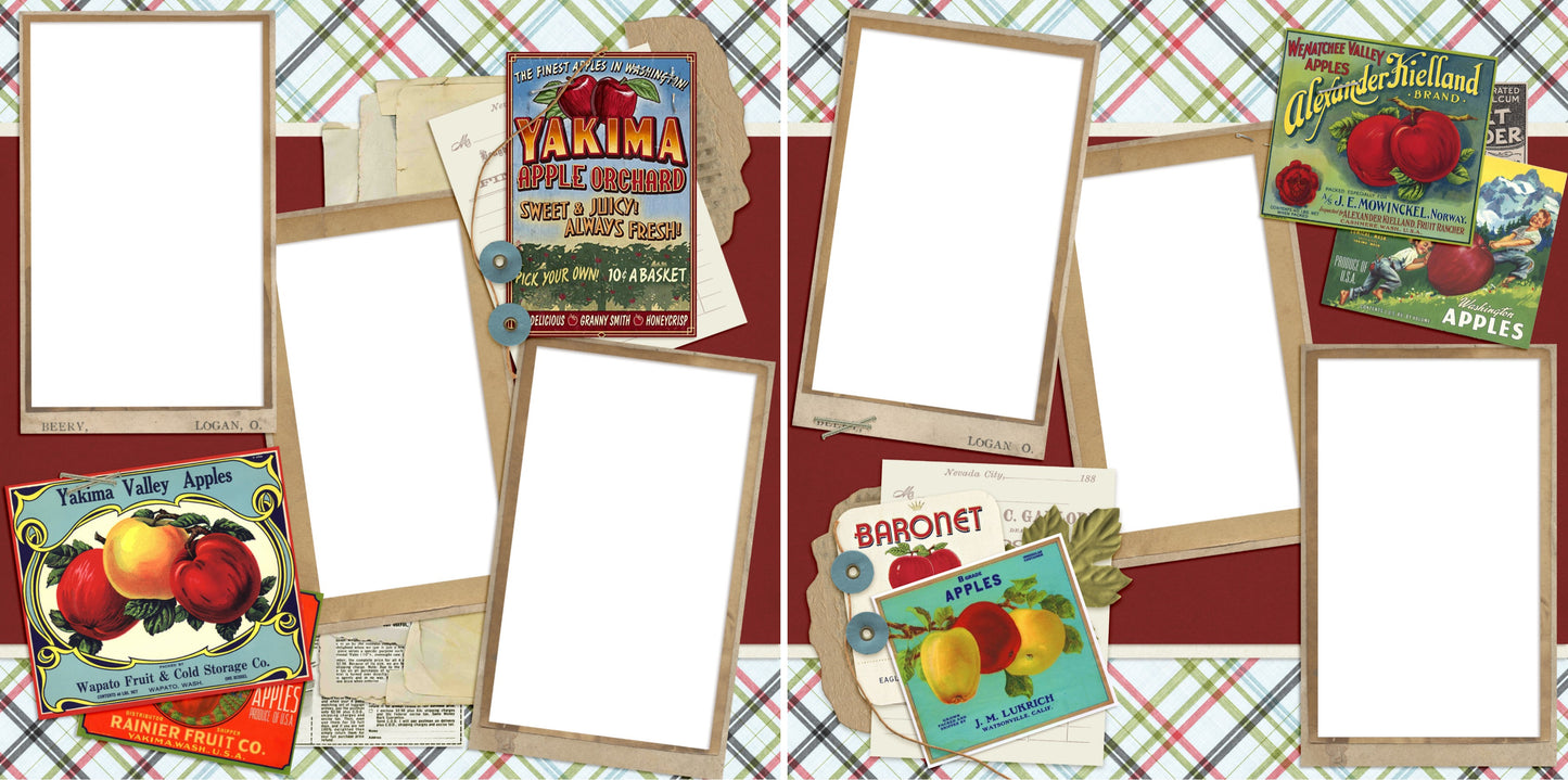 Fall Apples - Digital Scrapbook Pages - INSTANT DOWNLOAD - 2019 - EZscrapbooks Scrapbook Layouts Fall - Autumn