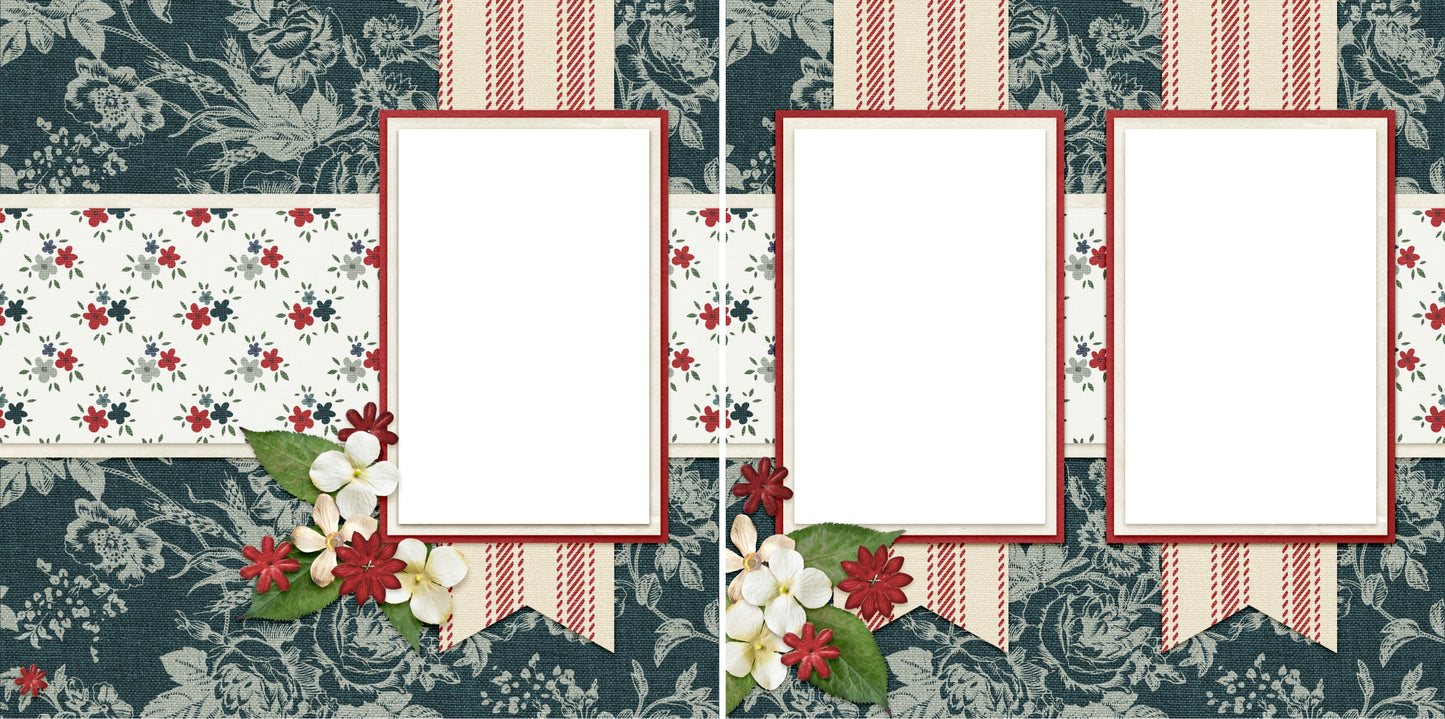 Americana - Digital Scrapbook Pages - INSTANT DOWNLOAD - EZscrapbooks Scrapbook Layouts Girls, July 4th - Patriotic