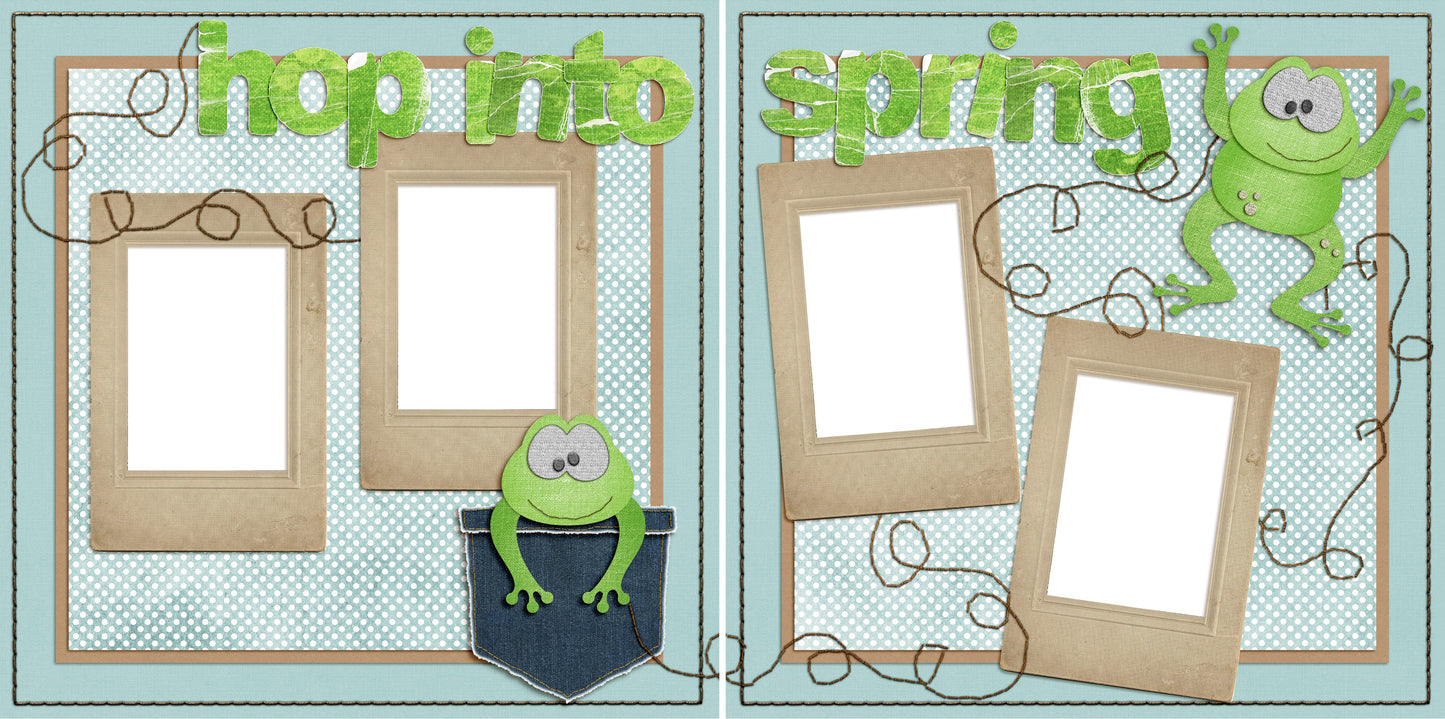 Hop Into Spring - Digital Scrapbook Pages - INSTANT DOWNLOAD - EZscrapbooks Scrapbook Layouts Spring - Easter