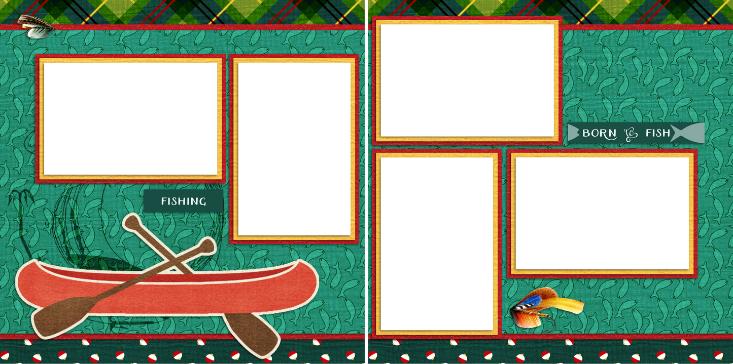 Born to Fish - Digital Scrapbook Pages - INSTANT DOWNLOAD - EZscrapbooks Scrapbook Layouts Hunting - Fishing